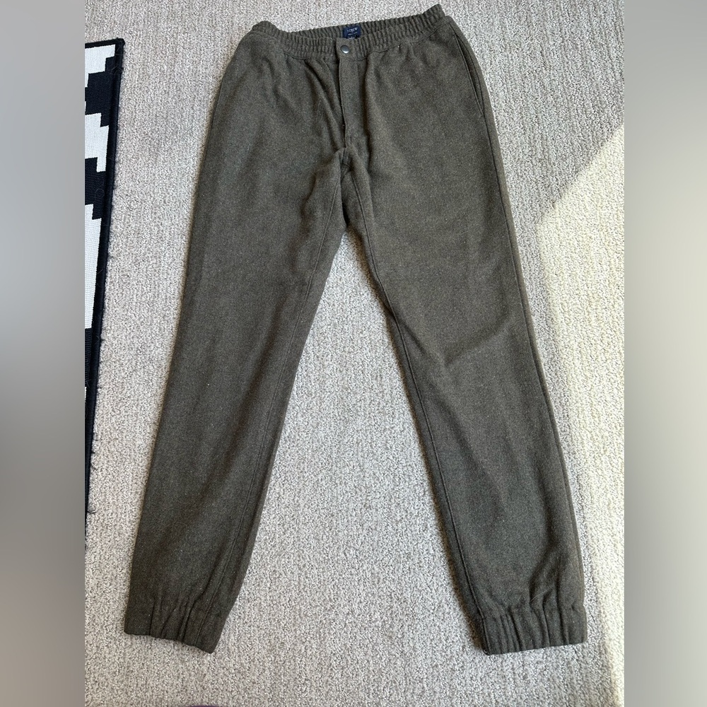J Crew Wool Green Jogger Sweatpant Trousers